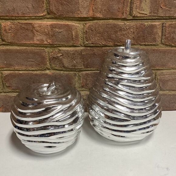 Silver Pumpkin Decor Set of 2 - Picture 1 of 6
